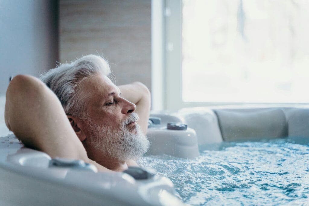 man in hot tub