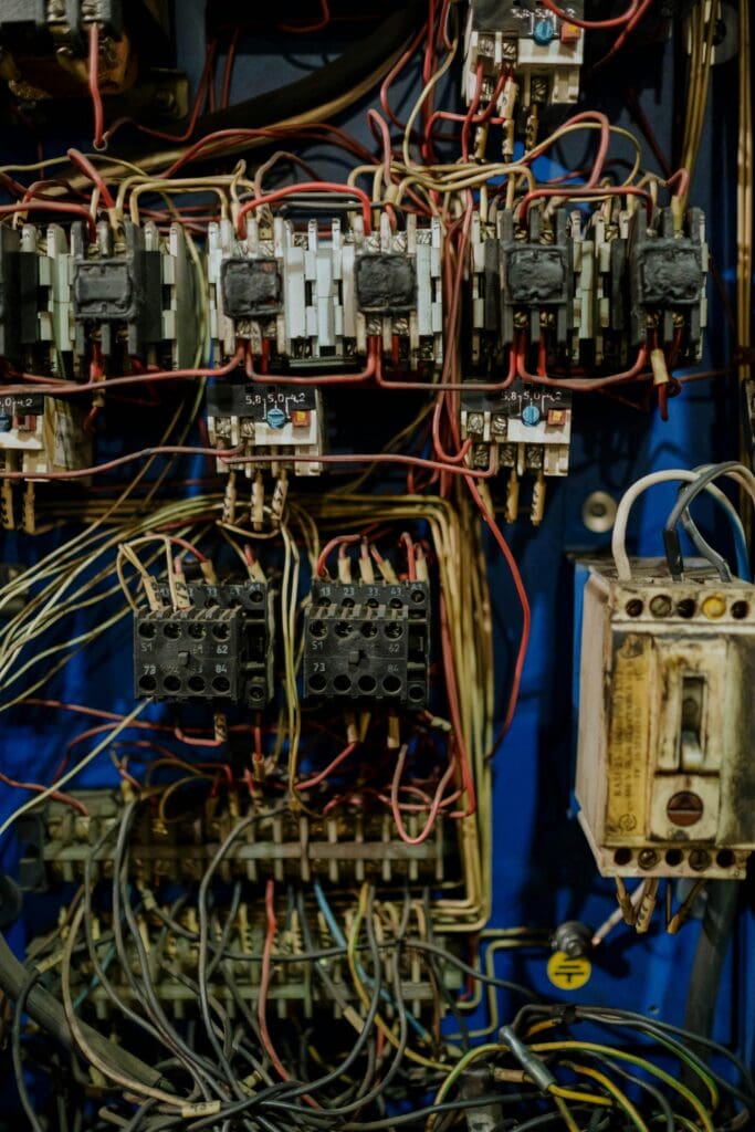 a breaker box with many colorful wires